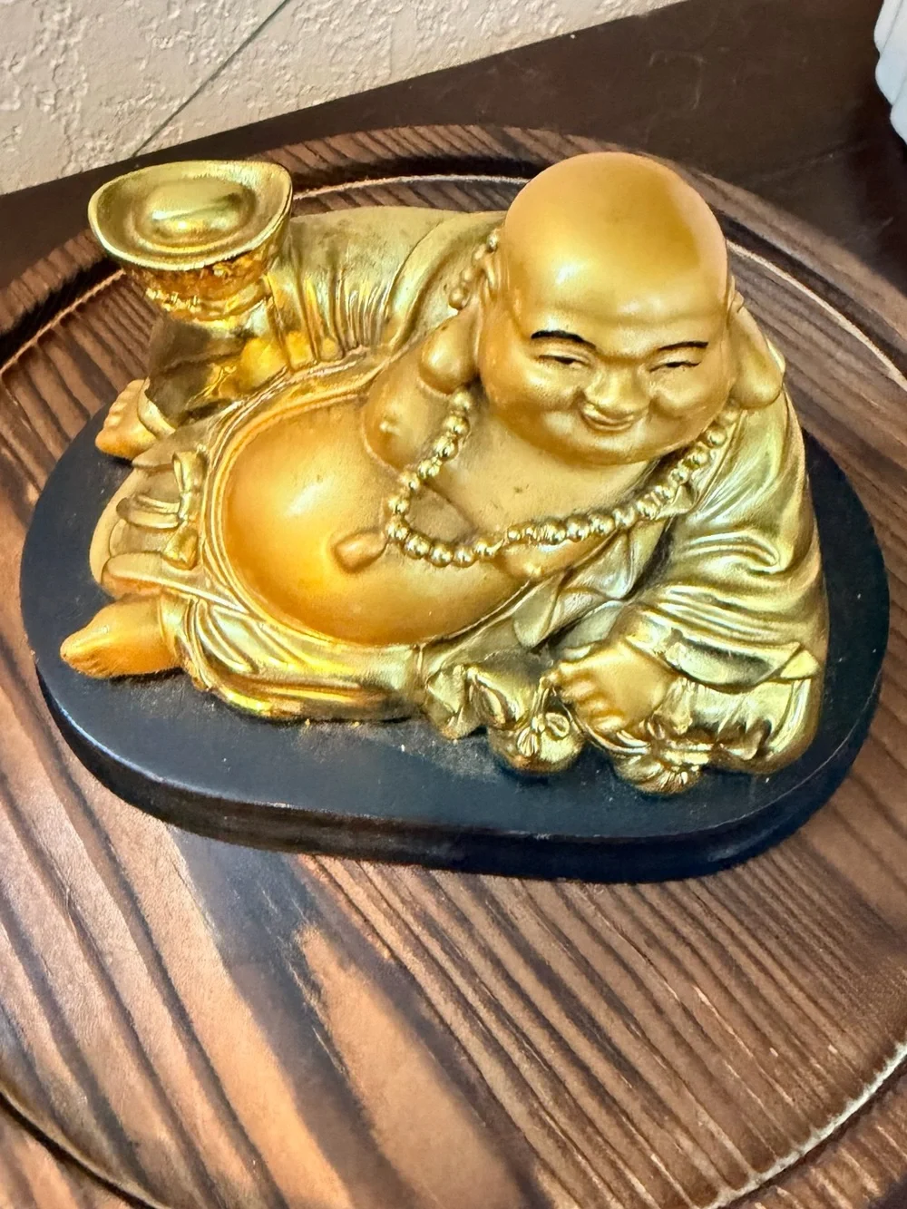 Golden Laughing Buddha Statue Home Accent - Gold small